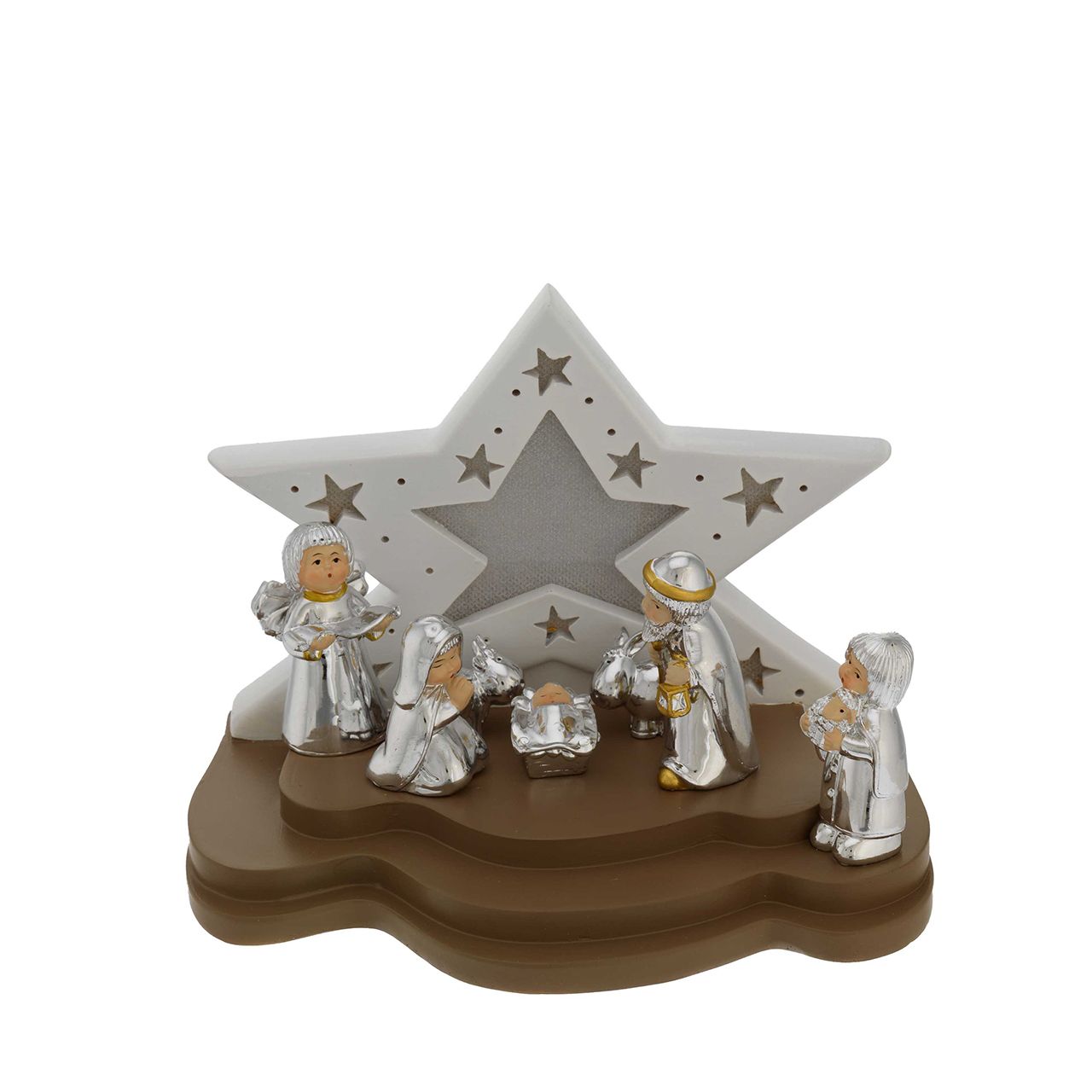 CAPANNA CON LED STELLA PICCOLA BIANCO E TORTORA + PRESEPE